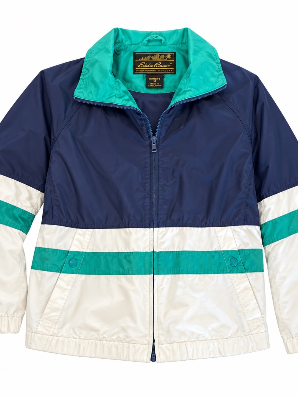 Eddie Bauer Navy, Teal & Cream Colorblock Lightweight Jacket